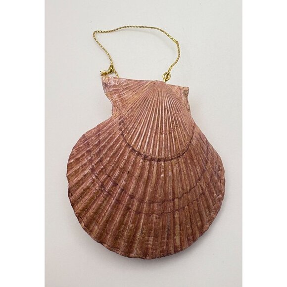 Vintage Santa Face Faux Clam Shell Christmas Tree Ornament Midwest Beach Coastal - Picture 2 of 6